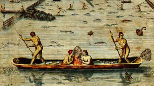 Virginia's native Americans fishing
