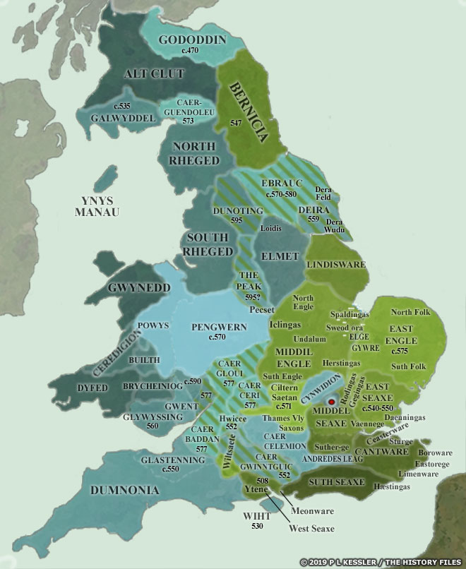 Map of Anglo-Saxon Conquest Britain AD 550-600