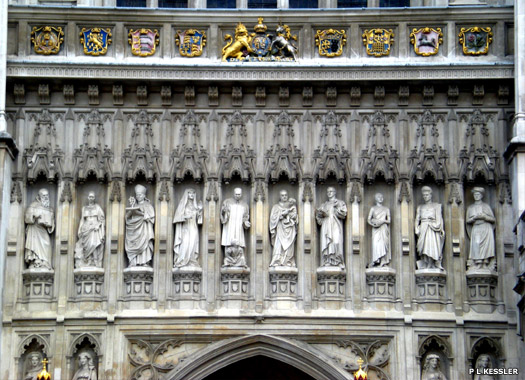 Detailing above the Great West Door, Westminster, London