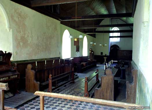 A reverse view of the nave of St Mary's Luddenham, Kent