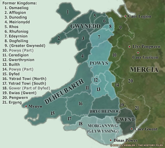 Map of Later Cymru (Wales)