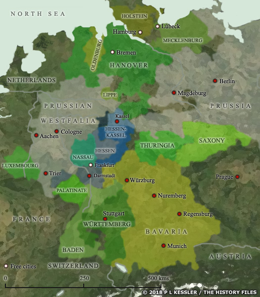 Map of Confederation of German States AD 1815