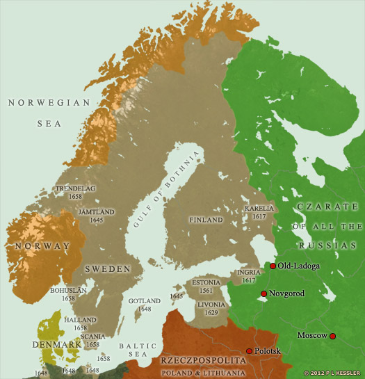 Map of Scandinavia AD 1660