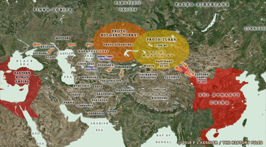 Map of Central Asia AD 550-600