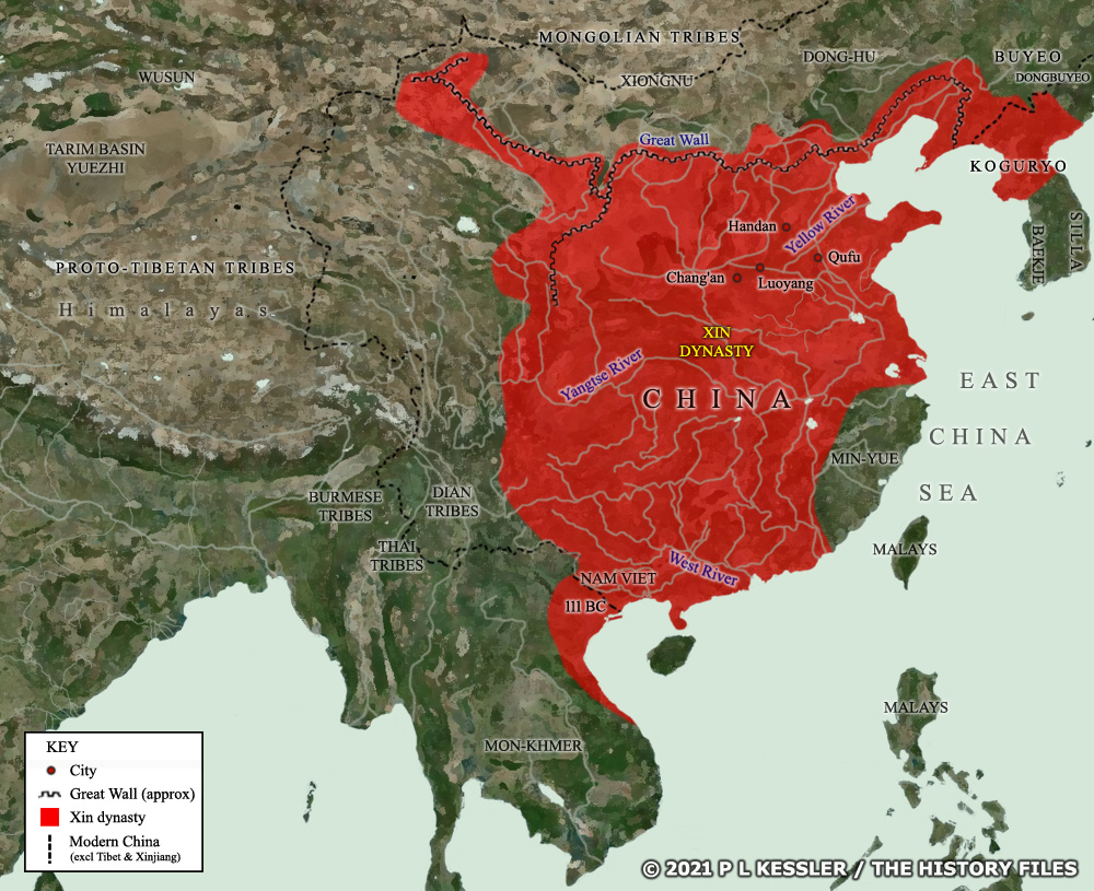 A map of Xin China around AD 9-23