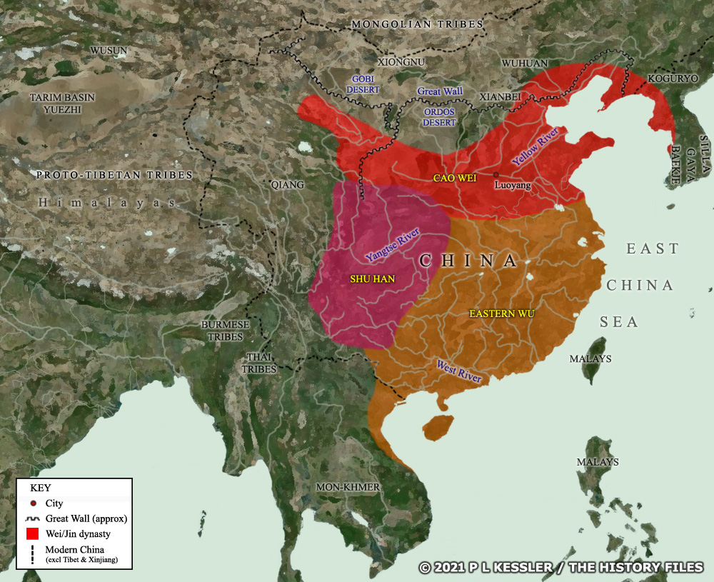 A map of Three Kingdoms China between AD 220-263