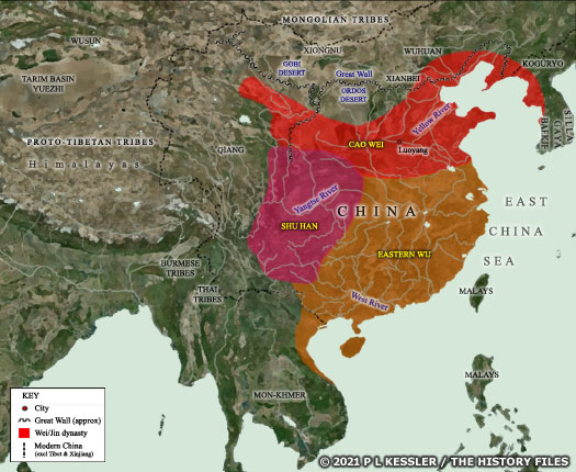 Map of Three Kingdoms China AD 220-263