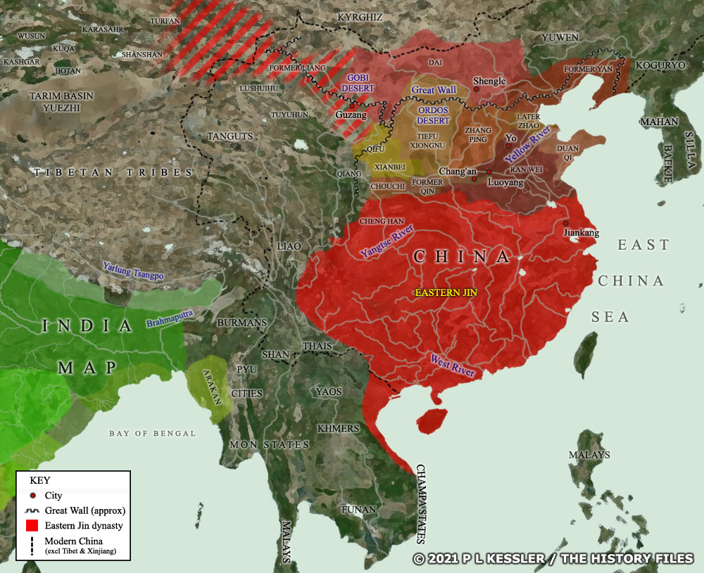 A map of Sixteen Kingdoms China around AD 350
