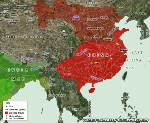 Map of Northern & Southern Dynasties China AD 460