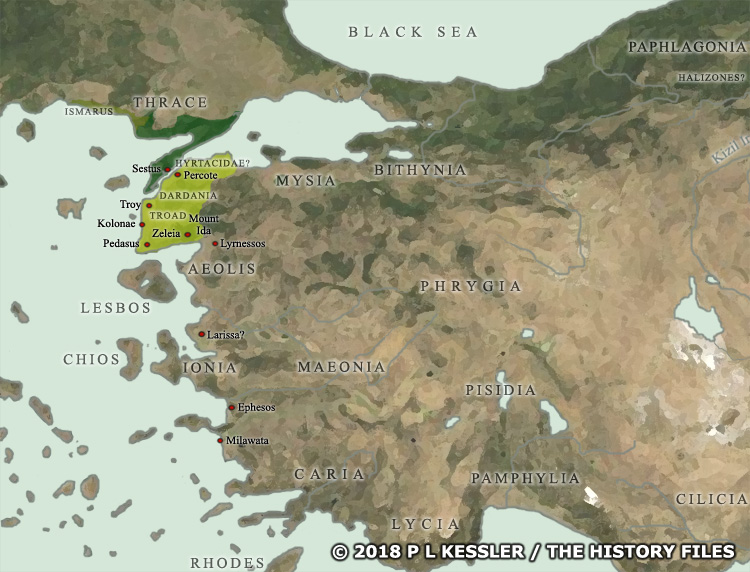 Map of Anatolia at the time of the Trojan War