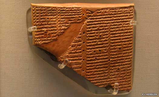 Mesopotamian tablet containing names in Akkadian