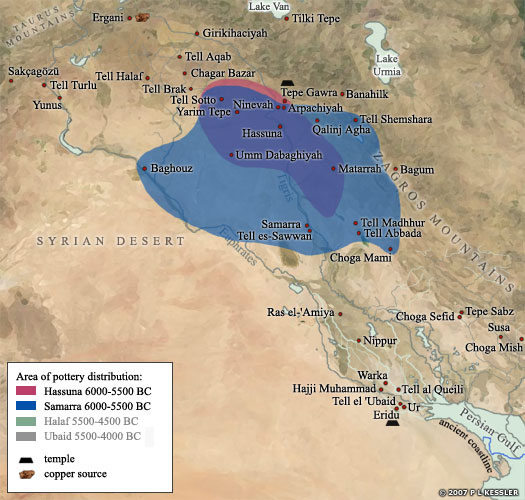 Map of the Samarra Culture in Mesopotamia